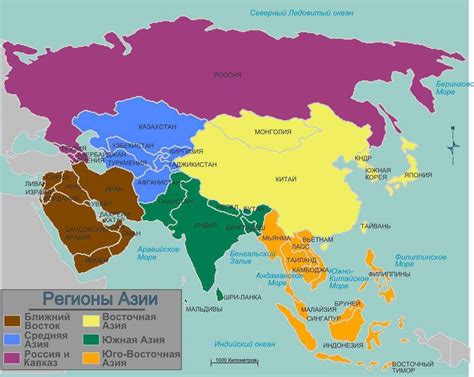 Страны Азии карта и таблица с названиями государств и столиц
