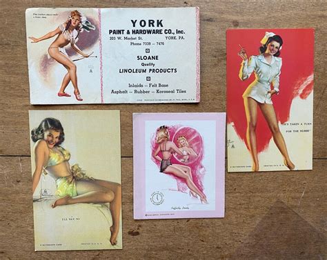 4 Vintage Pin Up Blotters Mutoscope Card Calendar 1940s Earl Etsy