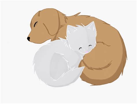 Anima Drawing Sleeping Anime Dog And Cat Free Transparent Clipart
