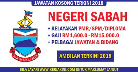 Jawatan kosong universiti kuala lumpur (unikl) 23 mei 2018. Jawatan Kosong 2018 Di Seluruh Negeri Sabah - Ambilan ...