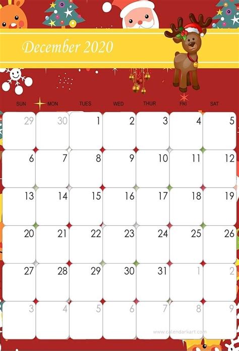 Printable December 2020 Cute Calendar By Calendarkart On Deviantart