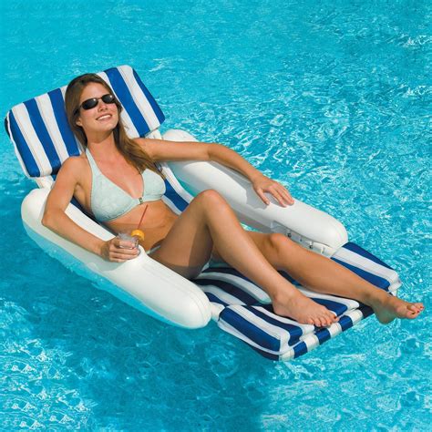 Swimline Sunchaser Swimming Pool Padded Floating Luxury Chair Lounger With Pillow And Cupholders