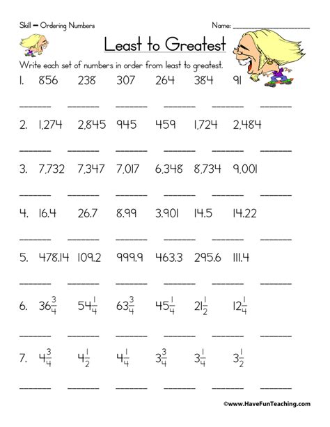 Ordering Fractions Decimals And Whole Numbers Worksheet By Teach Simple