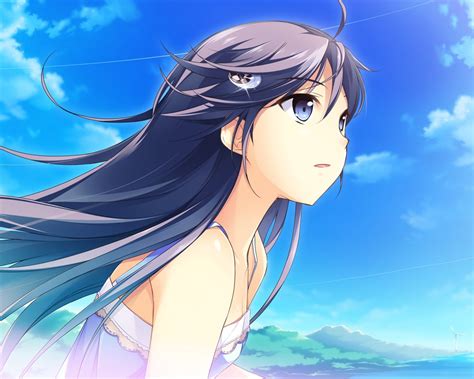 Beautiful Girl Face Blue Sky Anime Character Hd Wallpaper Preview