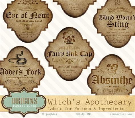 Witch Apothecary Labels Magick Potion Ingredient Labels Etsy