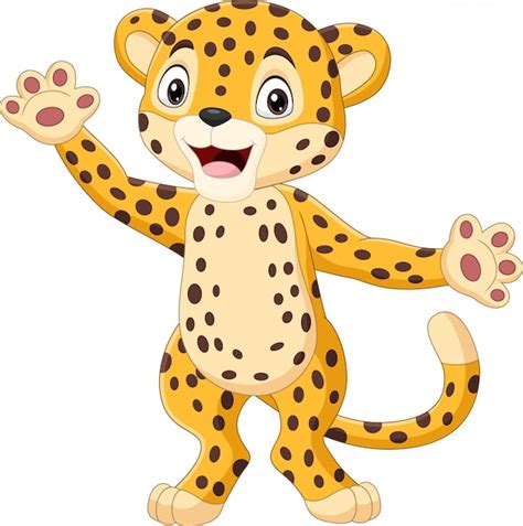 Premium Vector Cute Cartoon Leopard Waving Hand