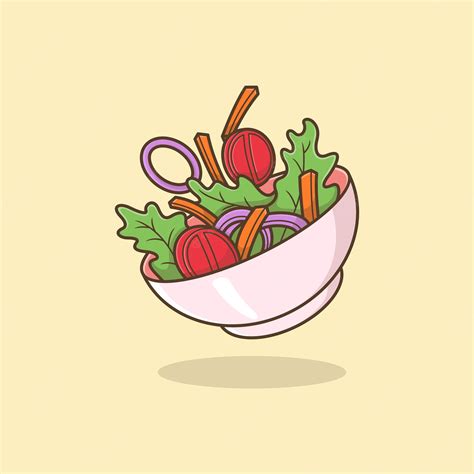 Ilustração De Comida De Salada De Legumes Bonito Dos Desenhos Animados