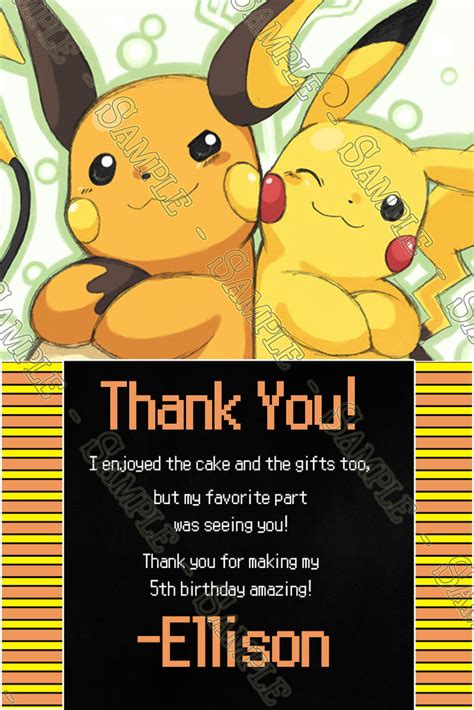 Novel Concept Designs Raichu And Pikachu Pokemon Thank You Card
