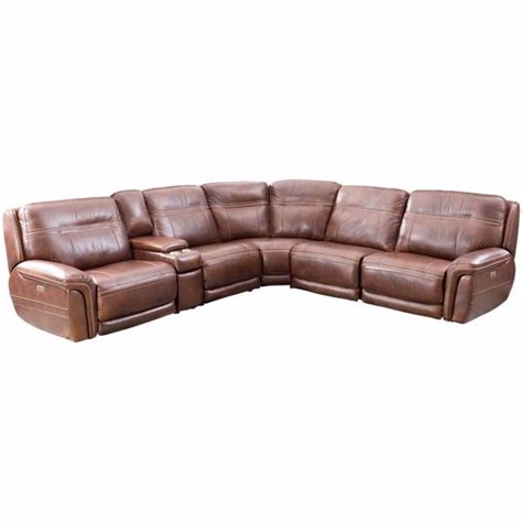 Picture Of Dean 6 Piece Leather Power Reclining Sectional With