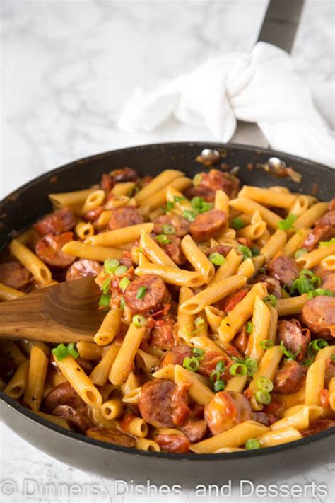 Toss it all in a pot and let it cook. One Pan Cheesy Sausage Pasta - Dinners, Dishes, and Desserts