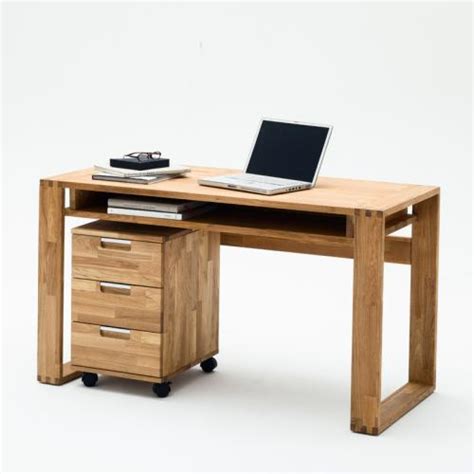 Oberfläche wahlweise geölt oder bianco geölt; Schreibtisch Set 2-tlg Eiche massiv geölt - Büro ...