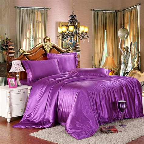 Twinfullqueenking Silk Bedding Quiltduvet Cover Setswine Redgold