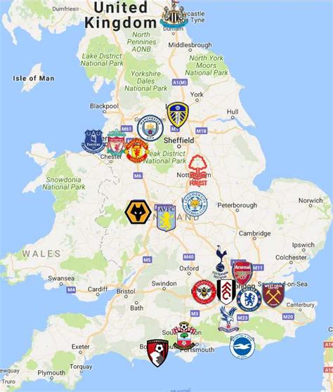 Premier League Map Clubs Logos Sport League Maps