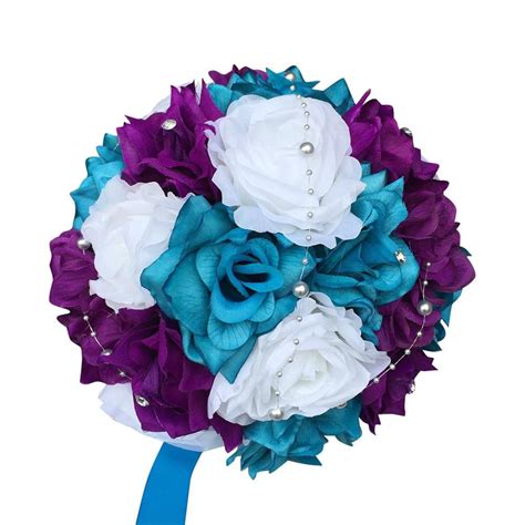 While color will play a major role in the 2021 wedding flower trends, couples are also going back to the basics for their bouquets, centerpieces, and other. 10" Bouquet-Blue Teal(Deep Turquoise) | Turquoise wedding ...
