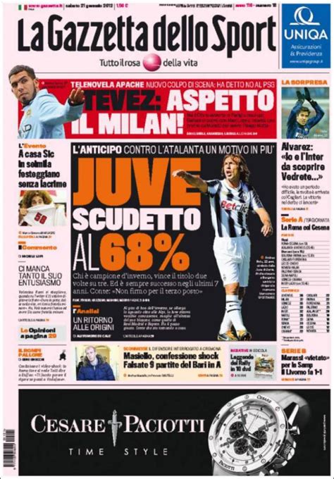 Promuove la più ampia fruibilità della gazzetta ufficiale della repubblica italiana in formato digitale. La Gazzetta dello Sport: Juve, scudetto al 68% ...