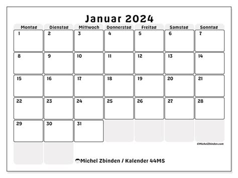 Kalender Januar 2024 Zum Ausdrucken “503ms” Michel Zbinden Be