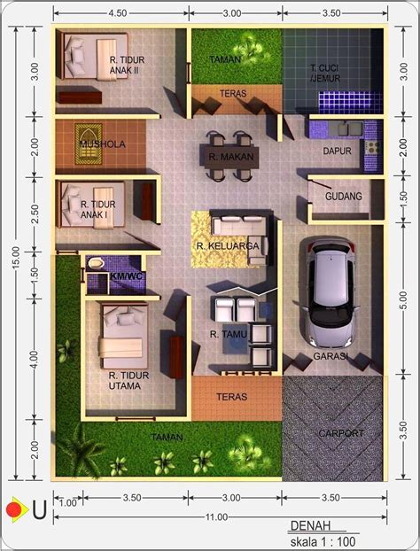 Denah 3 Dimensi Rumah Minimalis Gambar Design Rumah