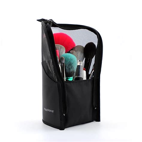 Pro Zipper Black Travel Makeup Brush Bag Empty Organizer Pouch Pocket
