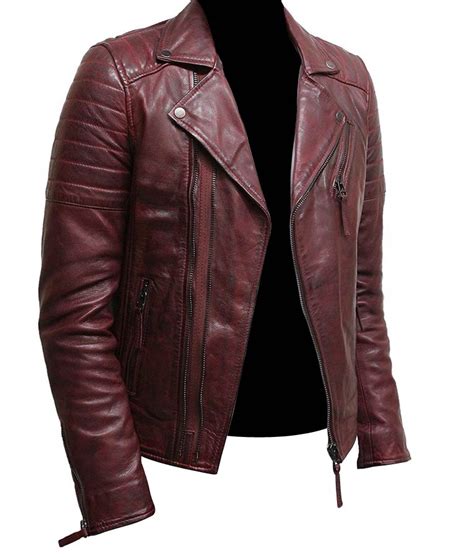 Burgundy Leather Jacket Mens Rockstar Jacket