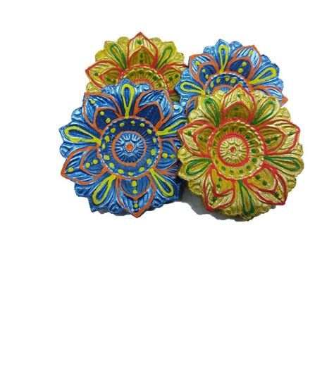 4 Piece Festivals Floral Clay Diya At Rs 20pack In Rajkot Id
