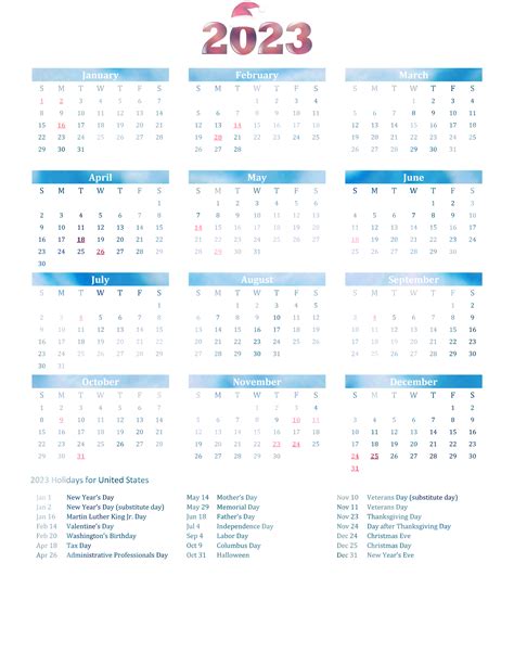 2023 Vector Calendar Printable Calendar 2023