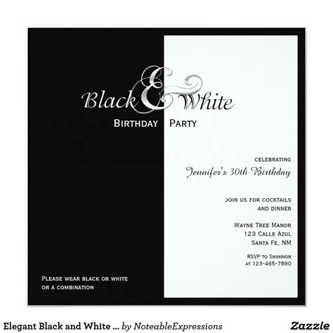Elegant Black And White Party Invitation White Party