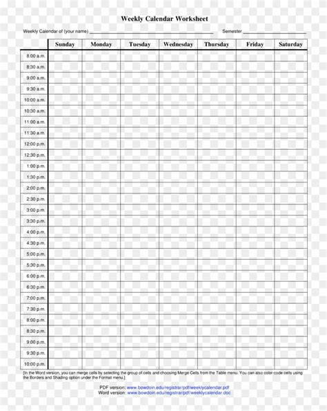 Blank Calendar Weekly Printable Template Calendar
