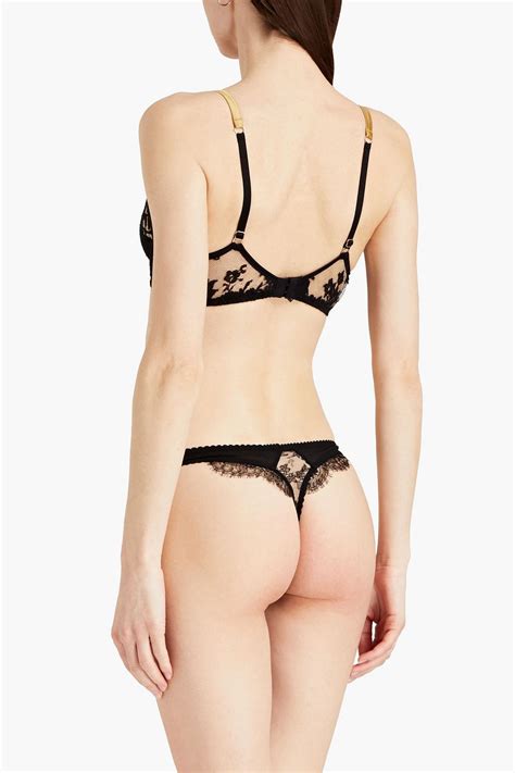 Agent Provocateur Deanna Lace Paneled Stretch Mesh Low Rise Thongs