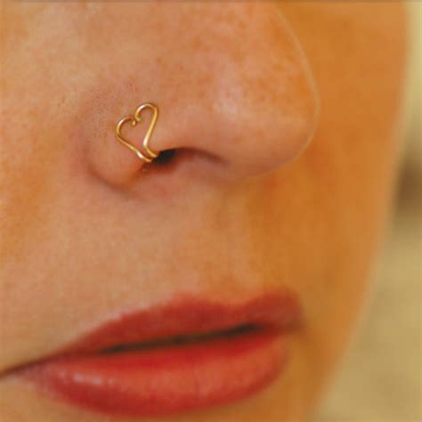 Fake Nose Ring Gold Heart Nose Ring Gold Body Jewelry Non Etsy