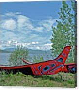 Two Canoes At Tlingit Heritage Center On Teslin Lake Yukon Canada