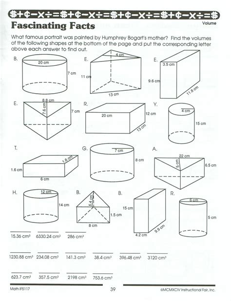 Areas And Volumes Of Solids Worksheet