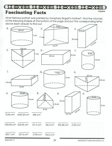 Surface Area And Volume Of Solids Worksheet