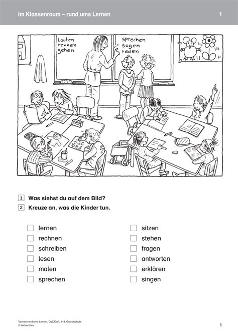 Wie werden aus bildern wörter und sätze? DaF/DaZ · Arbeitsblätter · Grundschule · Lehrerbüro