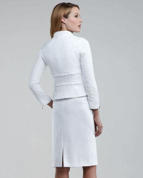Tahari Ruffled Silklinen Suit In White Lyst