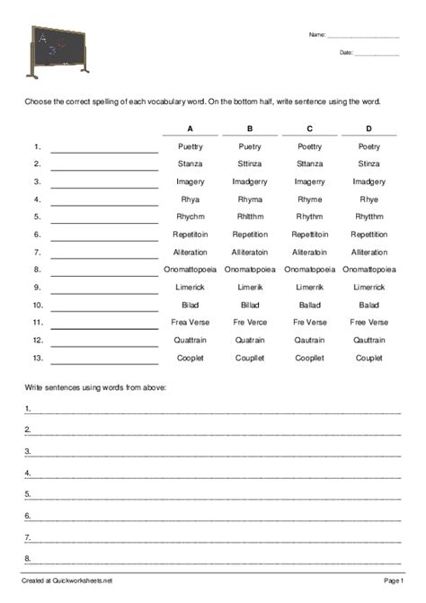 Multiple Choice Spelling Test Generator Free Printable