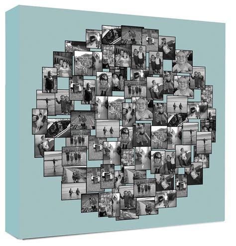 Circle Shape Photo Collage On Canvas Personalise Collage Framed Ready
