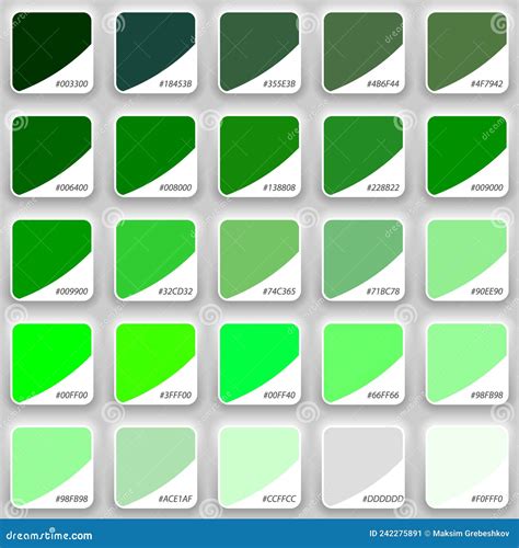 Shades Of Green Swatch Color Palette Template For Your Design Stock