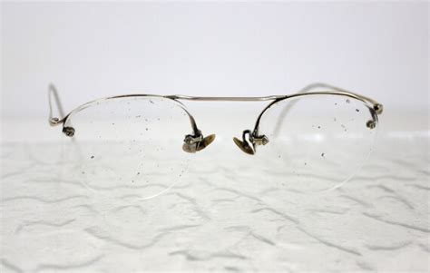 antique gold rimless wire eyeglasses frames american optical