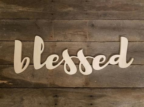 Wood Blessed Sign Wooden Letters Unpainted Wooden Wall Etsy