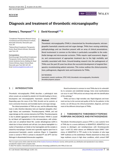 pdf diagnosis and treatment of thrombotic microangiopathy