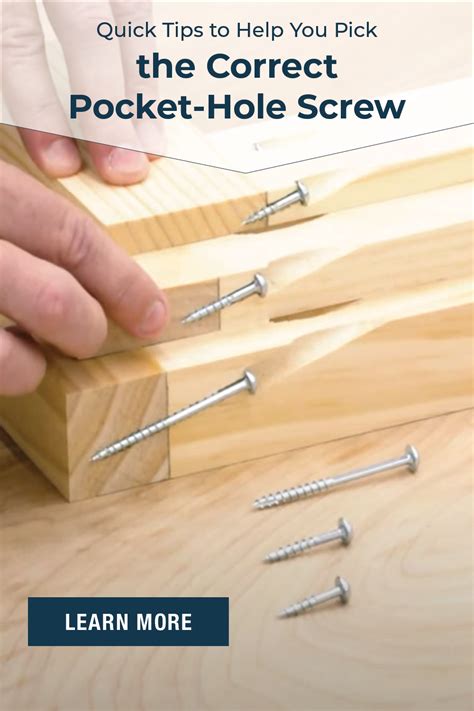 How To Select The Correct Pocket Hole Screw Pocket Hole Joinery