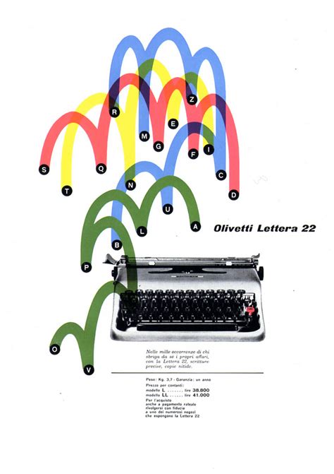 Giovanni Pintori Olivetti Lettera 22 1954 Ad For Olivet Laura