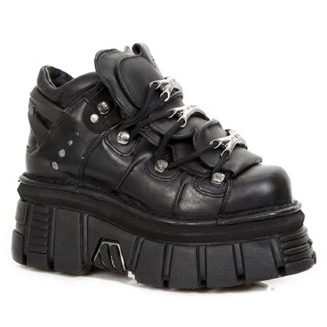 New Rock M106 S29 Tower Shoes Metallic Black Leather Happy Gentleman