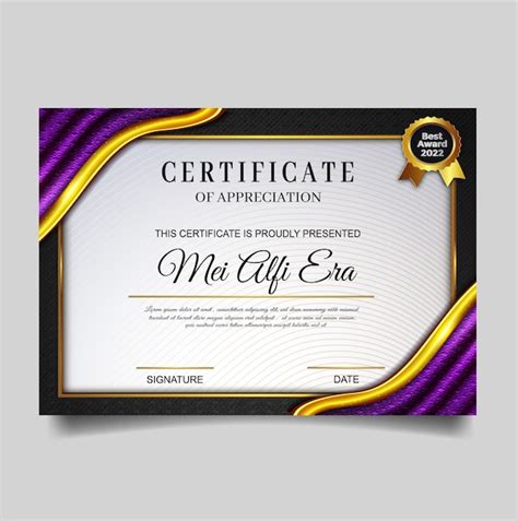 Free Vector Luxury Appreciation Gold Certificate Template