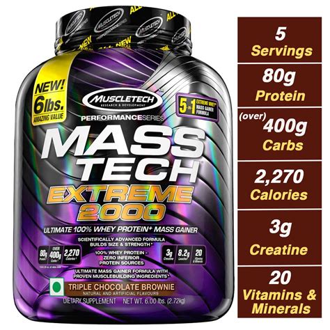 If you are crazy enough to buy this 22lbs jug, then you are ready to make some heavy gains. Muscletech Performance Series Mass Tech Extreme 2000 ...