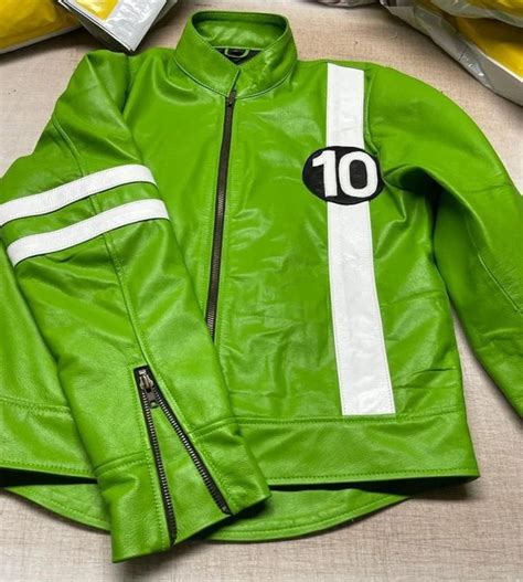 Ben Ten Green Leather Jacket Ben 10 Tennyson Alien Swarm Etsy