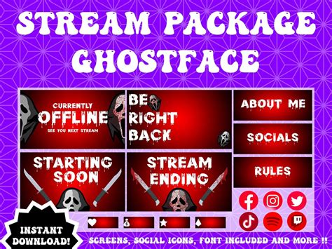 Ghostface Overlay Package Horror Twitch Overlay Package Etsy
