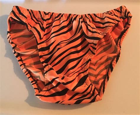 Orange Zebra Tiger Stripe Mens Bikini Brief Underwear Etsy