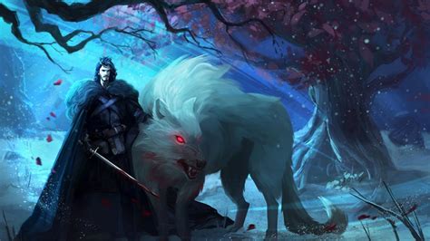 Jon Snow And Ghost Hd Wallpaper Background Image 1920x1080 Id