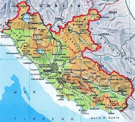 Mappa Della Regione Lazio Italiadascoprire